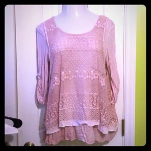 Pink Boho layered shirt/tunic
